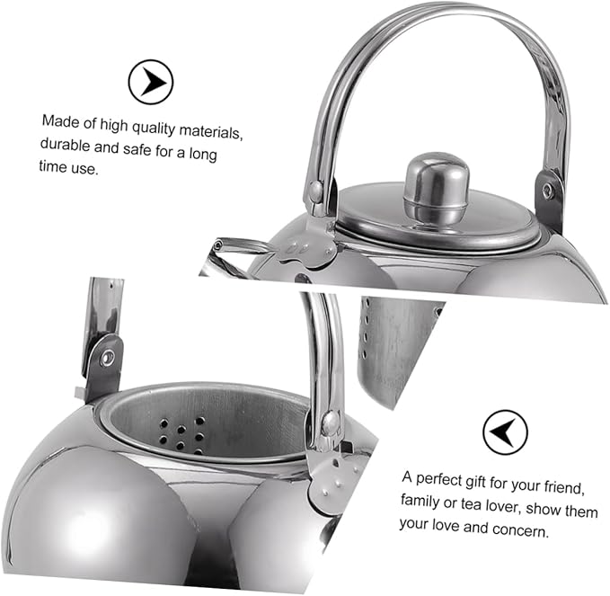 ABOOFAN Stainless Steel Teapot Filter Screen Thicken Tea Kettle for Induction Electric and Gas Stoves for Brewing Tea and Capacity Elegant Silver Design