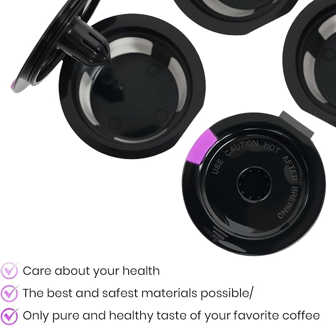Reusable K Cup for Keurig, Black BPA Free Refillable K-Cup Pod Coffee Filters, Universal Fit Refillable Filters for Keurig 1.0 and 2.0 Coffee Maker (Black- 4 Park)