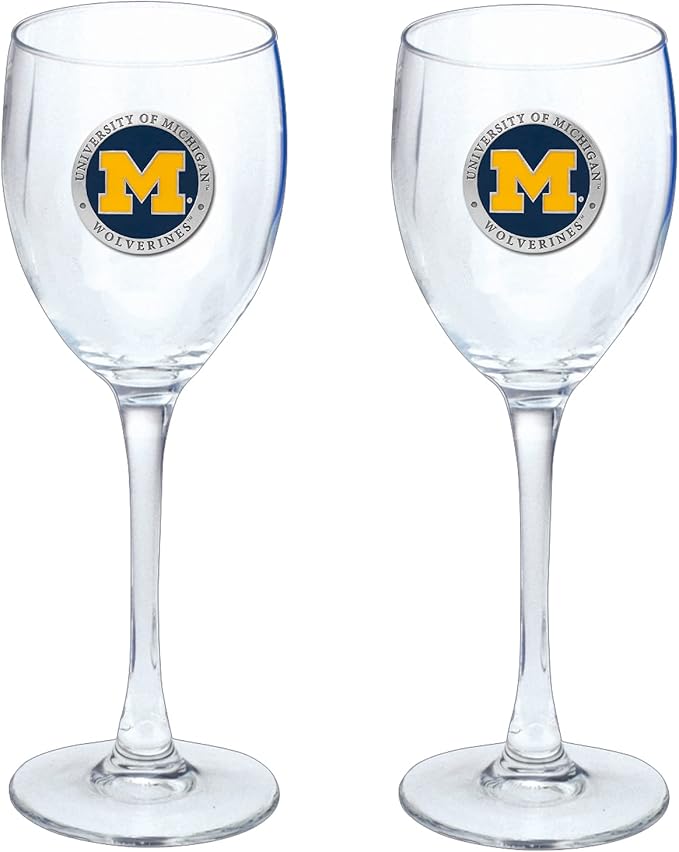 Heritage Pewter Michigan Glass Water Goblets β Set of 2 | 12 OZ Goblet Glasses | Expertly Crafted Pewter Glass