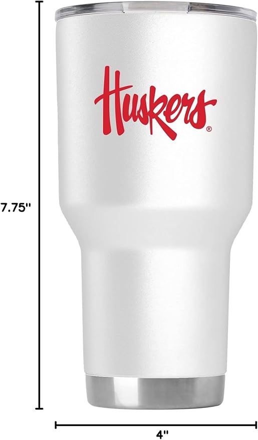 Gametime Sidekicks Nebraska 30oz White Stainless Steel Tumbler