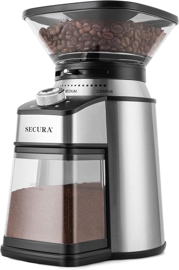 Secura Electric Conical Burr Coffee Grinder With 17 Grind Settings From French to Espresso, Black