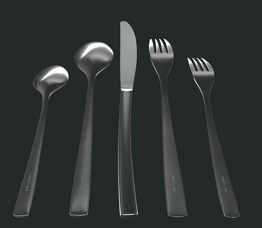 Modern Sleek Silverware Set - 18/10 Stainless Steel Flatware Set for Elegant Dining - Dishwasher Safe Cutlery Set -Built to Last Commitment (60-Piece)