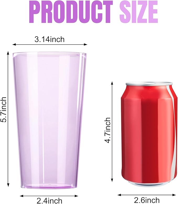 Liacere Plastic Drinking Glasses (Set of 12) 18 oz Highball Purple Reusable Plastic Glasses Colors,Kitchen Water Glasses Cup, Bar Tumbler Glassware Set for Juice, Cocktail, Whiskey, Valentine’s Day