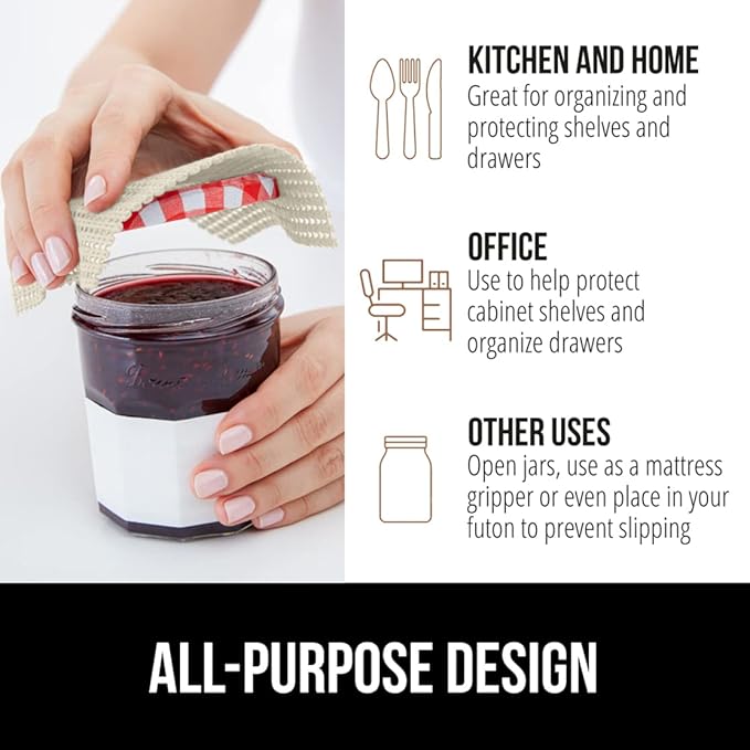 GORILLA GRIP powerGRIP Drawer Shelf and Cabinet Liner, Thick Strong Hold, Non-Adhesive Liners Protect Kitchen Cabinets and Cupboard, Bathroom Drawers, Easy Install, Breathable Mat, 20" x30', Cream