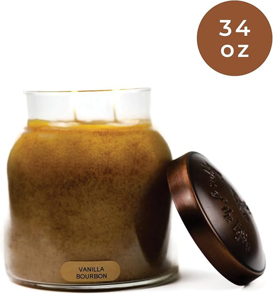 A Cheerful Giver - Vanilla Bourbon - 34oz Papa Scented Candle Jar with Lid - Keepers of The Light - 155 Hours of Burn Time, Gift for Father's Day, Brown