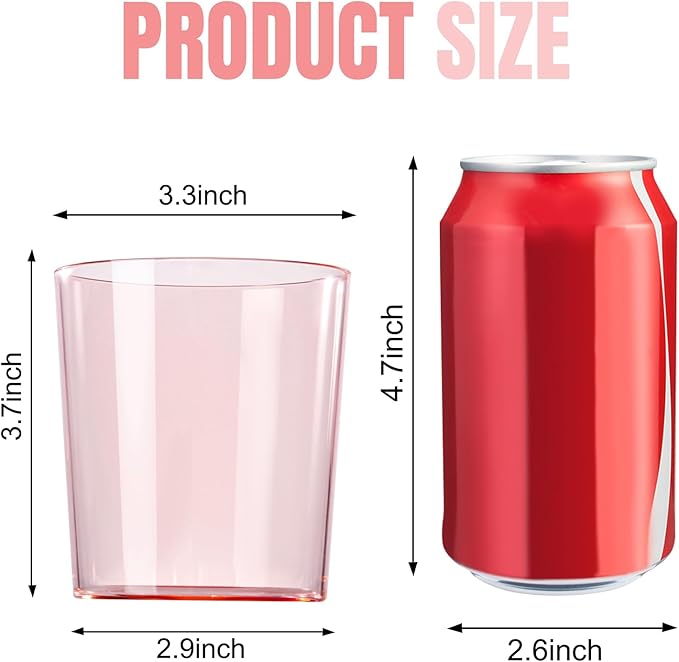 Liacere Plastic Drinking Glasses (Set of 12) 14 oz Pink Reusable Plastic Glasses Colors,Kitchen Water Glasses Cup,Bar Tumbler Glassware Set for Beer, Juice, Cocktail, Whiskey for Valentine’s Day