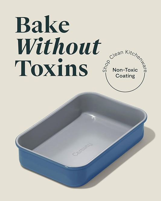 Caraway Nonstick 9β x 6.5β Small Rectangle Baking Pan β Non-Toxic, PTFE & PFOA Free β Aluminized Steel Core β Deep Ceramic Baking Pan for Casseroles, Lasagna & More - Slate