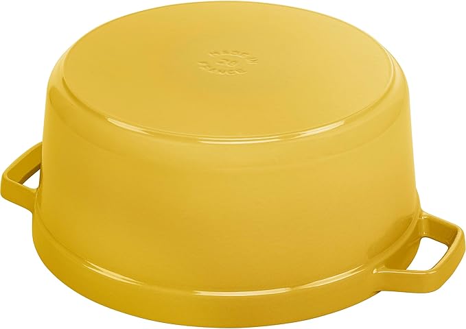 Staub Cast Iron Round Cocotte, Dutch Oven, 7-quart, serves 7-8, Made in France, Citron
