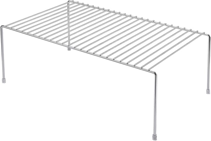 iPEGTOP Set of 6 Large (15.7 x 9.4 Inch) Kitchen Cabinet Organizer Shelf, Wire Freezer Storage Shelves Rack, Rustproof Steel Metal Shelf Riser for Dish Plates Pantry Cupboard Organization, Chrome
