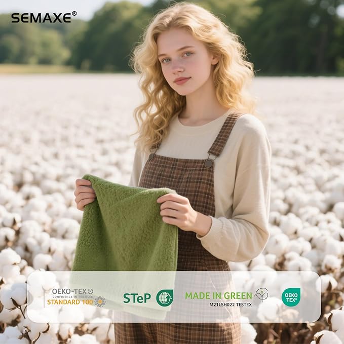SEMAXE 12 Pack Hand Towels for Bathroom, 100% Cotton Towels with Hanging Loops, Soft and Highly Absorbent, Hand Towel Set for Gym, Shower, Hotel, Spa and Kitchen, Green