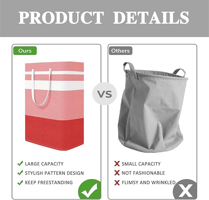 Foldable Laundry Basket,Large Laundry Baskets with Handles,Waterproof Laundry Hamper,Collapsible Laundry Hampers for Clothes Organizer 80L (Black&Red&Green&Purple)