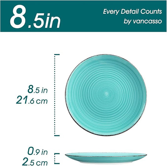 vancasso Bonita Salad Plates, 8.5 inch Small Dinner Plates Set, Ceramic Dessert Plate Serving Dishes Set of 6, Microwave, Oven and Dishwasher Safe, Assorted Color