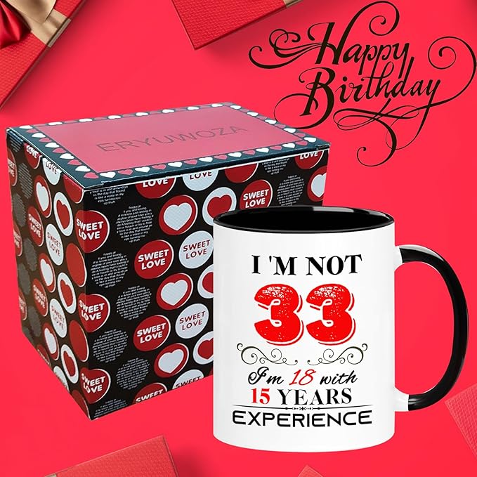 1992 33th Birthday Mug for Women Men, Turning 33 Year Old Birthday Gifts for Mom, Dad, Grandma, Grandpa, Wife, Husband, Daughter, Sister, Best Friends, Coworkers, Her, Him, 11oz Coffee Cup