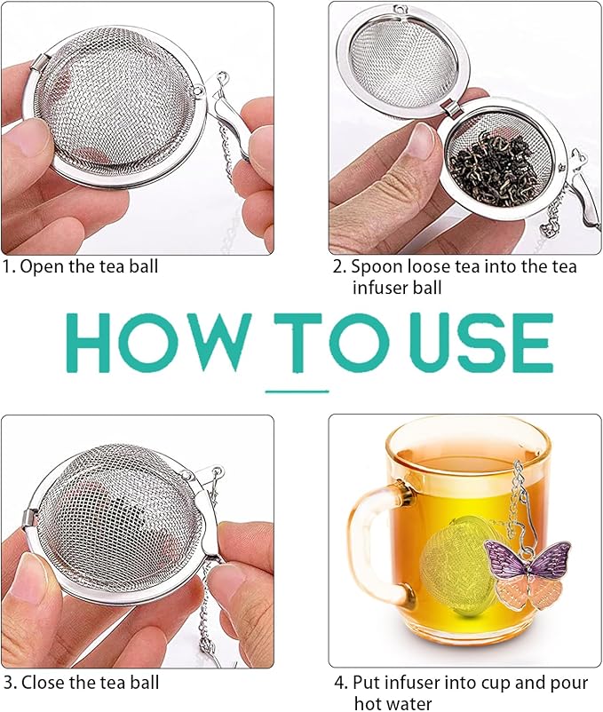Tea Infuser Set with Dual Butterfly Pendants - NSTaygate Premium Tea Strainers for Loose Tea 304 Stainless Steel Tea Ball