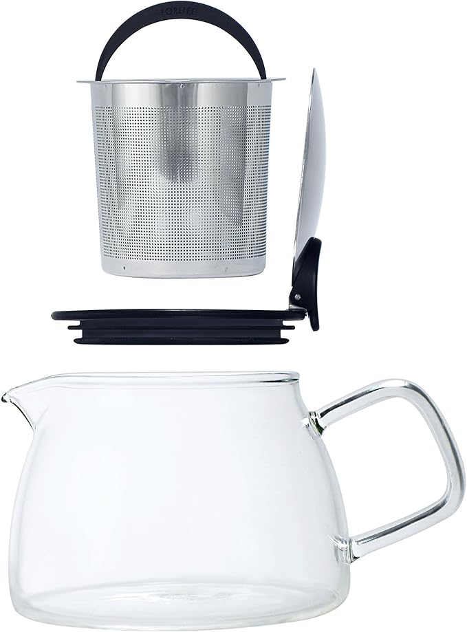 Forlife Bell Glass Teapot with Basket Infuser, 14-Ounce/430ml, Lime