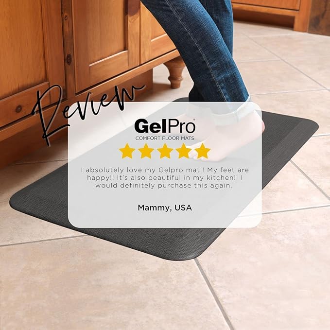 NewLife by GelPro Anti-Fatigue Designer Comfort Kitchen Floor Mat, 20x32”, Grasscloth Khaki Stain Resistant Surface with 3/4” Thick Ergo-Foam Core for Health and Wellness