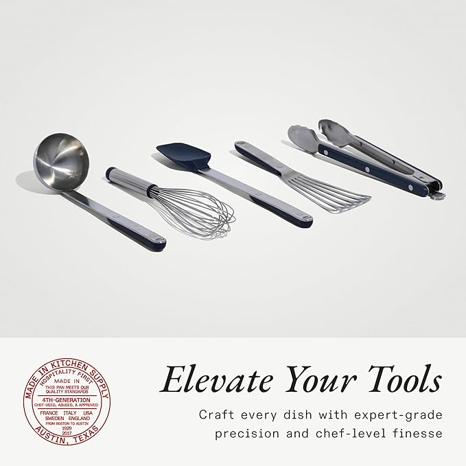 Made In Cookware - Stainless Steel Kitchen Utensil 5-piece Set - Ladle, Tongs, Whisk, Spoonula, Fish Turner