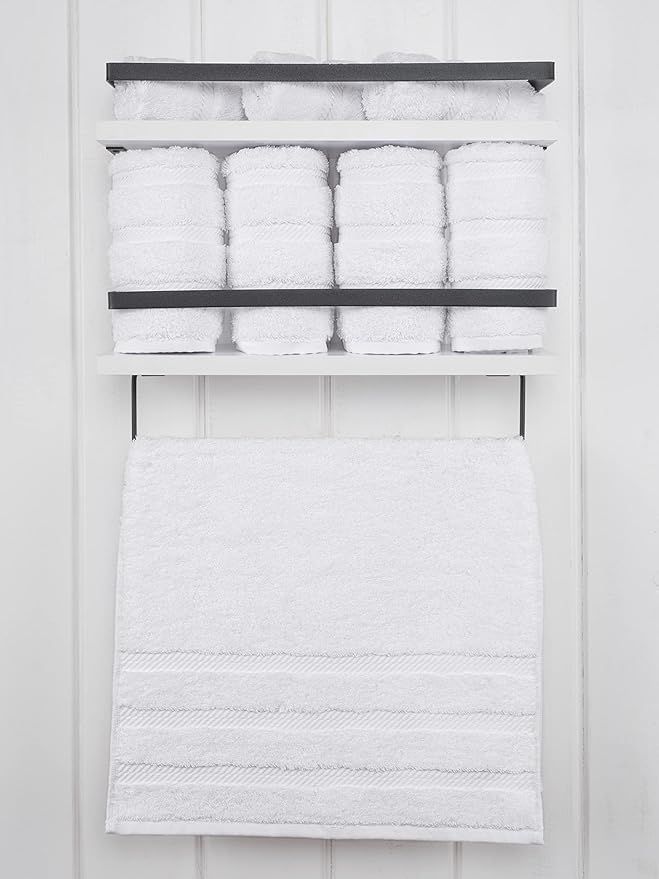 American Soft Linen Luxury Hand Towels for Bathroom, 100% Cotton Turkish 4 Piece Hand Towel Set, 600 GSM Hand Face Towels for Kitchen, White Hand Towels