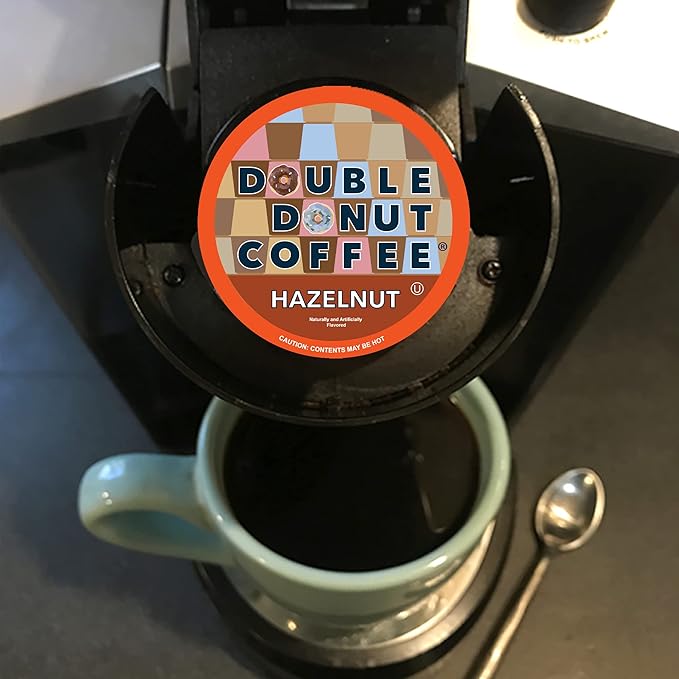 Double Donut Coffee Hazelnut Medium Roast, 48 Count Keurig K-Cup Pods, Compatible with Keurig 1.0 and 2.0 Brewers