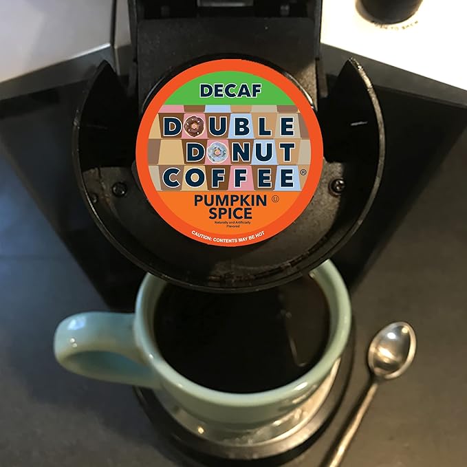 Double Donut Pumpkin Spice Medium Roast Flavored Decaf Coffee Pods for Keurig K-Cup Makers from Double Donut, 96 Capsules