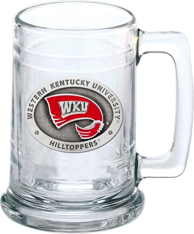 Heritage Pewter Western Kentucky Beer Stein Glass | 15 Ounce German-Style Beer Glass | Intricately Crafted Metal Pewter Alma Mater Inlay