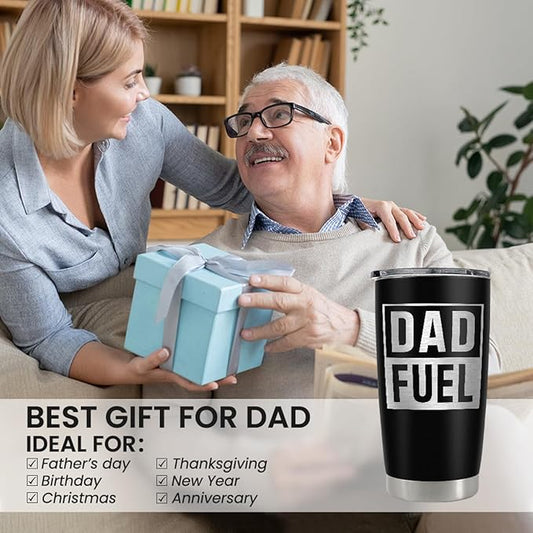 SANDJEST Dad Tumbler 20oz, Dad Fuel Cup Stainless Steel Insulated Tumblers, Coffee Mug Cups for Best Dads from Daughter Son, Gifts for Birthday Christmas Fathers Day