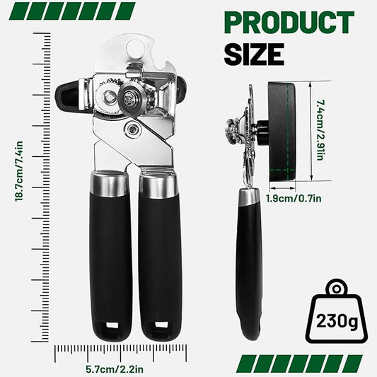 Can Opener Stainless Steel Cutting Blade Bottle Opener 3 in 1 Multifunctional Manual Jar Opener Magnetic Can Opener Heavy Duty Comfortable Handle Smooth Edge Kitchen Gadget Daily Use