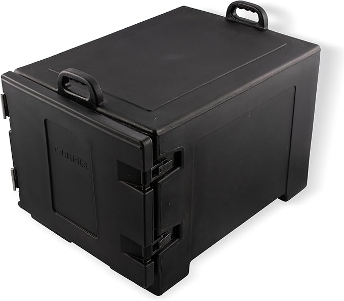 Carlisle FoodService Products Insulated Food Pan Carrier, Holds 7 Sheet Pans (Sold Separately), Front-Loading Cateraide with Handles, Rugged PE Shell with PU Insulation, Brown