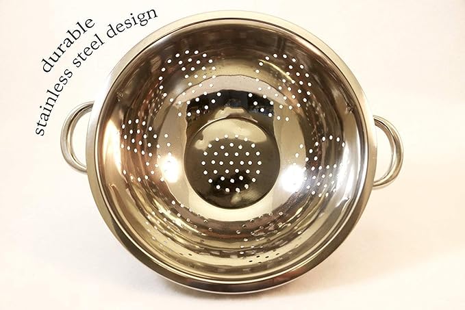 Premium Grade Stainless Steel Colander Basket Strainer Set of 3 - Ideal for Cooking, Baking Preperation