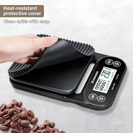 Digital Coffee Scale with Timer 3kg/0.1g,High Accuracy Espresso Scale with Timer/Auto Off/Tare Function,for Pour Over Drip Coffee,Kitchen Scale with LCD Display (Batteries Included)