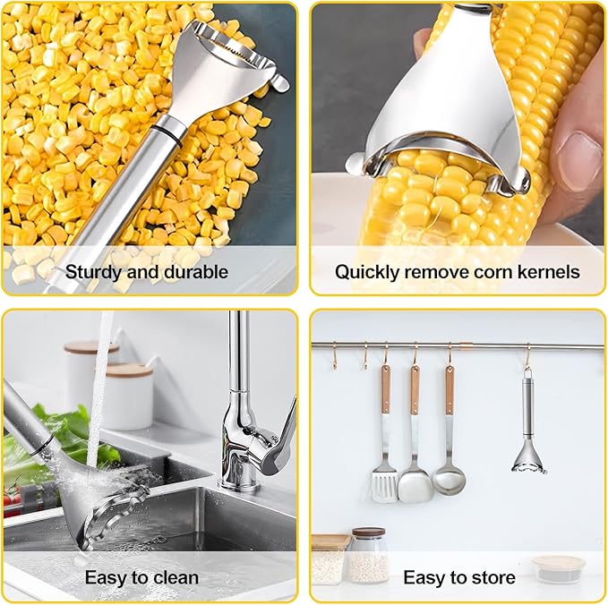 2 Pcs Corn Peeler, Corn Stripper Corn Cob Stripper Tool,Corn Stripper for Corn on the Cob Remover Tool,Corn Thresher with Ergonomic Handle,Kitchen Gadget