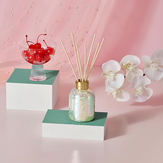 Capri Blue Aloha Orchid Reed Diffuser Set - Includes Scented Diffuser Oil, Diffuser Sticks, and Mercury Iridescent Glass Bottle - Scent Diffusers for Home (5.7 fl oz)