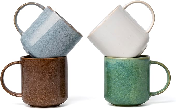 Olé Ceramic Mug Set of 4-15oz Cute Coffee Mugs for Hot Chocolate, Espresso, and Tea, Nordic Style, Dishwasher and Microwave Safe, Gift for Coffee Lovers