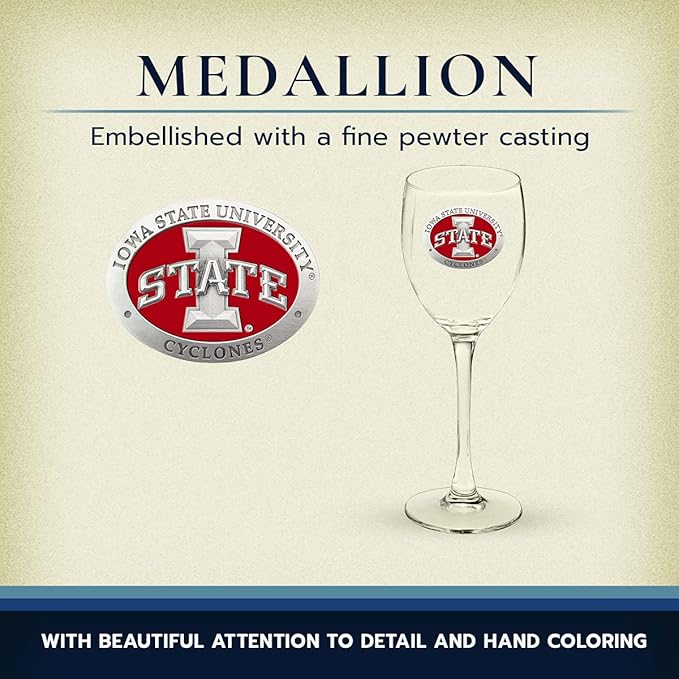 Heritage Pewter Iowa State Glass Goblets β Set of 2 | 12 OZ Goblet Wine Glasses | Expertly Crafted Pewter Glass