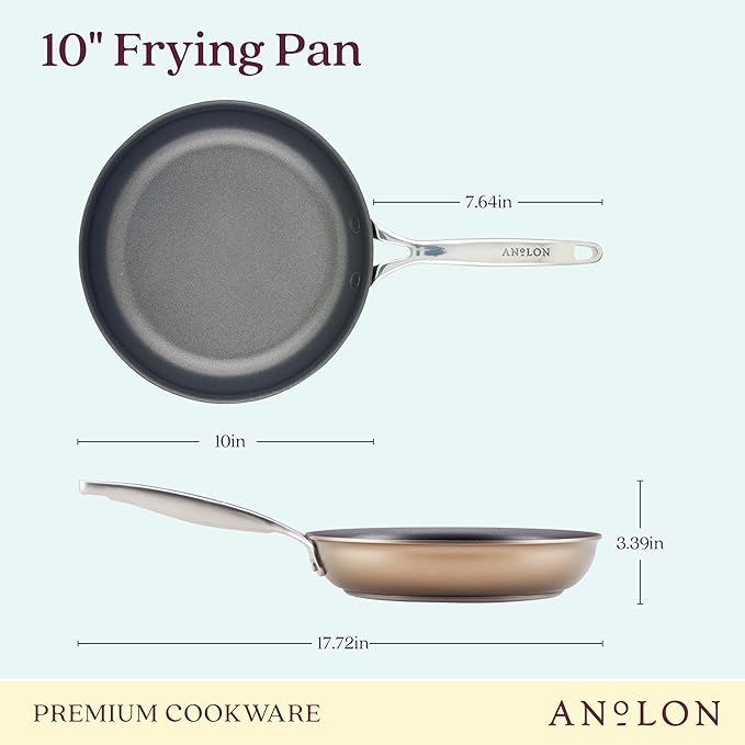 Anolon Ascend Hard Anodized Nonstick Frying Pan/Skillet - Good for All Stovetops (Gas, Glass Top, Electric & Induction), Dishwasher & Oven Safe with Stainless Steel Handle,10 Inch - Bronze