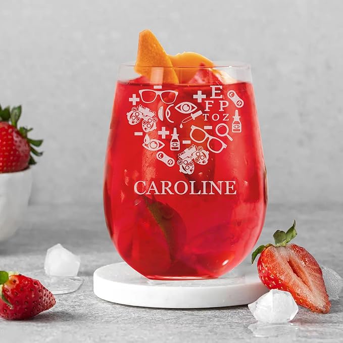 Custom Ebgraved Wine Glass - Personalized Gifts for Eye Doctors, Graduation Gift for Dental Student, Birthday Appreciation Gift for Best Ophthalmologist (Wine, Eye Doctor)