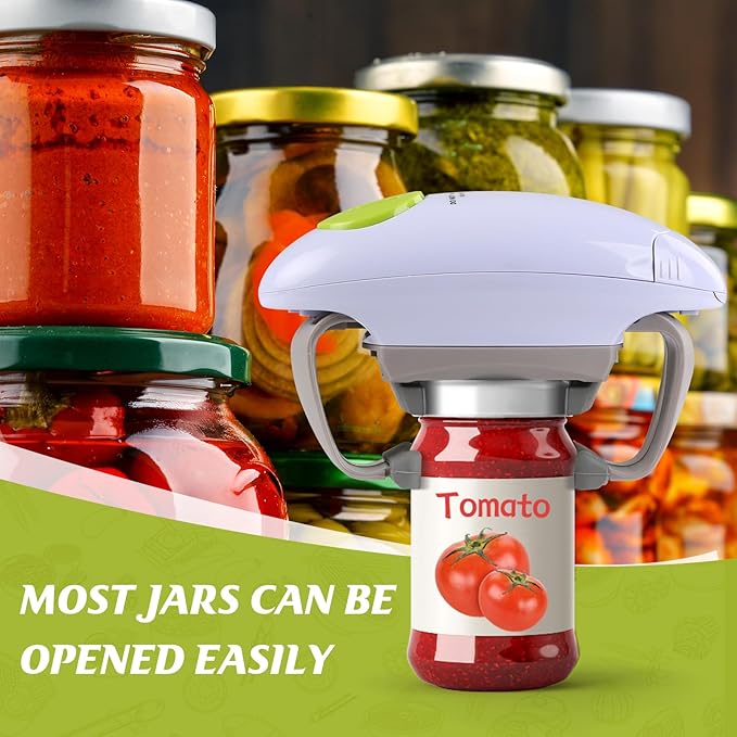 Higher Torque and Automatic Electric Jar Opener,One Touch Jar Opener for Arthritis,Weak Hands and Seniors,Convenient and Useful Kitchen Gadgets,Gifts for Seniors