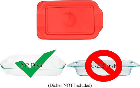 Pyrex 232-PC 2qt Red Food Storage Replacement Lid (4-Pack) - Made in USA