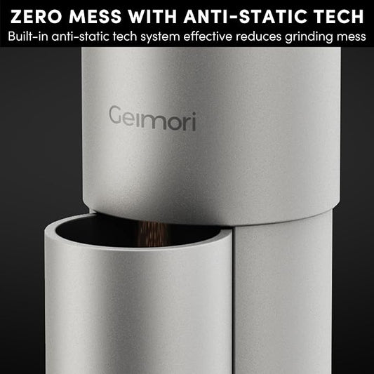 Burr Coffee Grinder,Wirsh Portable Electric Grinder Geimori T38 Plus,Espresso Grinder with Conical Burr,Stepless Grind Settings from Fine to Coarse for Espresso,Drip,French Press,Home&Travel Use