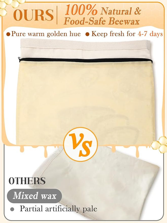 ANPHSIN 2 pcs Natural Beeswax Bread Bags with Sealing Zipper - 13''x16.7'' Reusable Sourdough Storage Wraps for Homemade Bread, Keeping Food Fresh, Gifts for People Who Love Baking, 2 Patterns