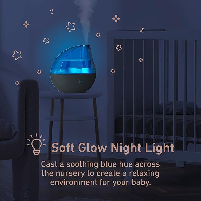 Pure Enrichment PureBaby Ultrasonic Cool Mist Humidifier & Soft Glow Night Light, Whisper-Quiet and Ideal for Baby Nurseries & Kids Bedrooms to Relieve Congestion, Colds, & Coughs (Whisper Green)