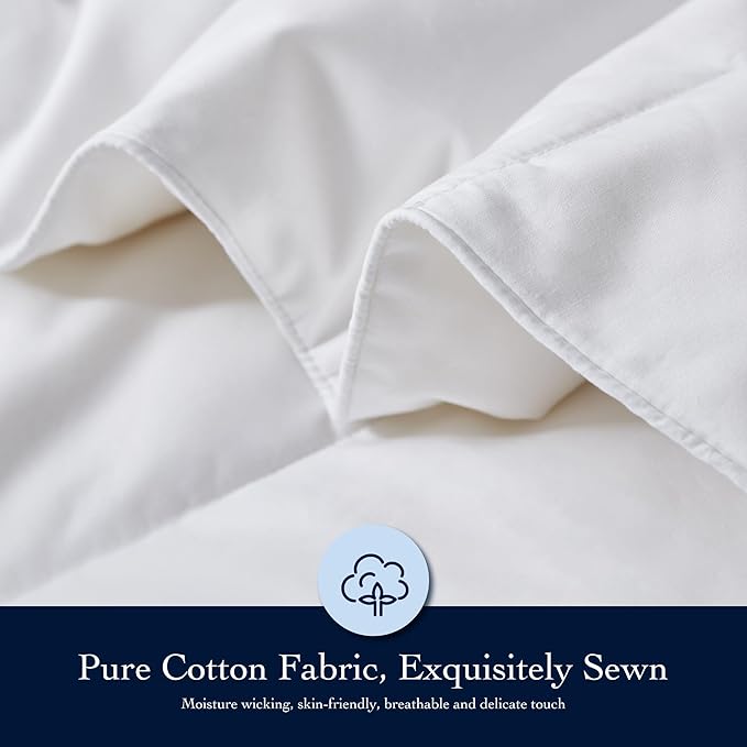 Serta Down Fiber Comforter King Size-Lightweight Duvet Insert, Luxury Fluffy Bed Comforter 100% Cotton 300 Thread Count Shell, Down Feather Fiber 500 Fill Power with Corner Taps, White 106x90inch