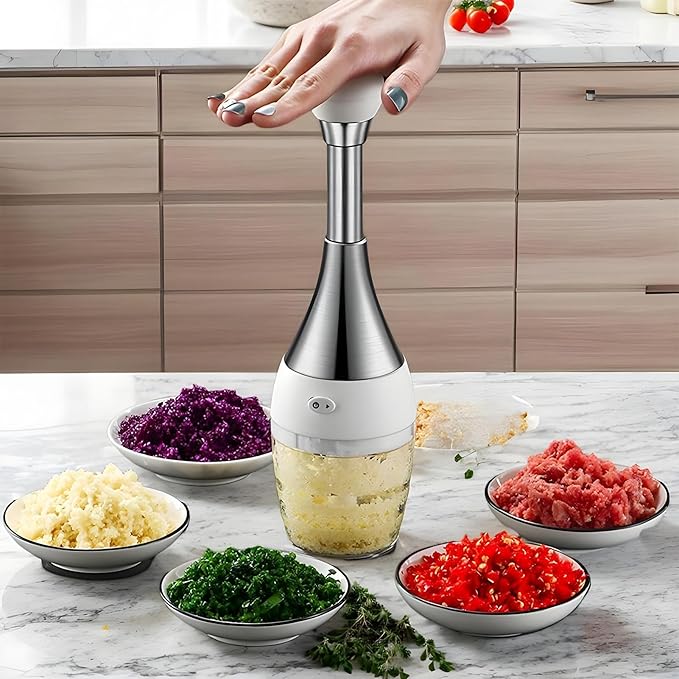Vegetable Chopper Push-Press Hand - Manual Veggie Chopper Salad Dicer - Stainless Food Chopper - Food Chopper For Onions - Multifunctional Manual Veggie Chopper For Garlic