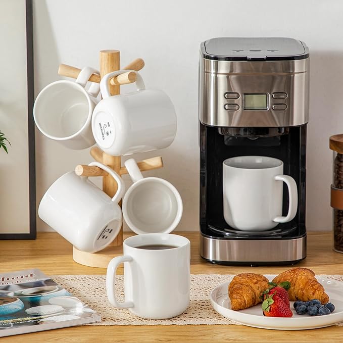 vancasso Porcelain Coffee Mugs Set, 16 oz Ceramic Coffee Cups for Americano Hot Tea Iced Coffee Cold Brew Cocoa Milk Mugs Set of 6, Dishwasher & Microwave Safe, White
