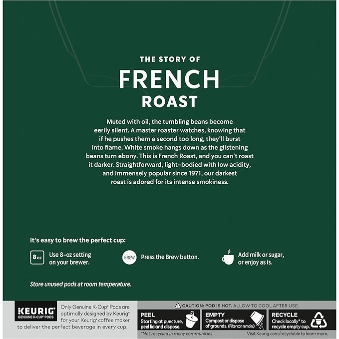 Starbucks K-Cup Coffee Pods, Dark Roast Hot or Iced Coffee, French Roast, 32 Keurig Pods