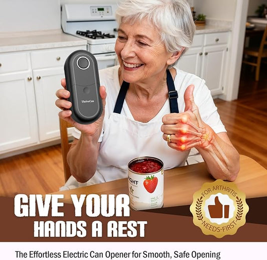 Electric Can Opener, One-Touch Automatic Can Opener- Fits Almost All Can Sizes, Battery-Operated Handheld Kitchen Gadget with Smooth Edge, Food Safe, Ideal for Seniors & Arthritis Sufferers