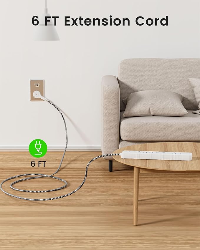 2 Prong to 3 Prong Outlet Adapter, LENCENT 2 Prong Power Strip, 1050J 2 Prong Flat Plug Surge Protector, 6ft Extension Cord, 6 AC Outlets & 4 USB(1 Type-C), Ideal for Non-Grounded Outlets