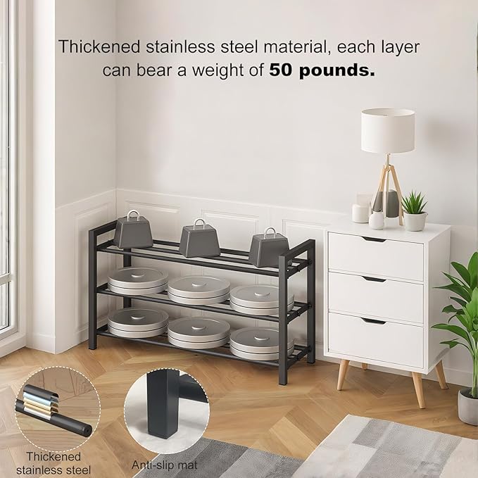 4-Tier Expandable Shoe Rack – Adjustable Metal Shoe Organizer for Closet, Entryway & Mudroom – Stackable, Heavy-Duty Storage, Black
