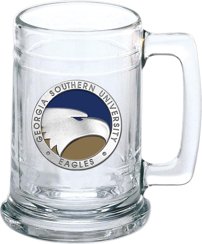 Heritage Pewter Georgia Southern Stein Glass | 15 Ounce German-Style Glass | Intricately Crafted Metal Pewter Alma Mater Inlayβ¦