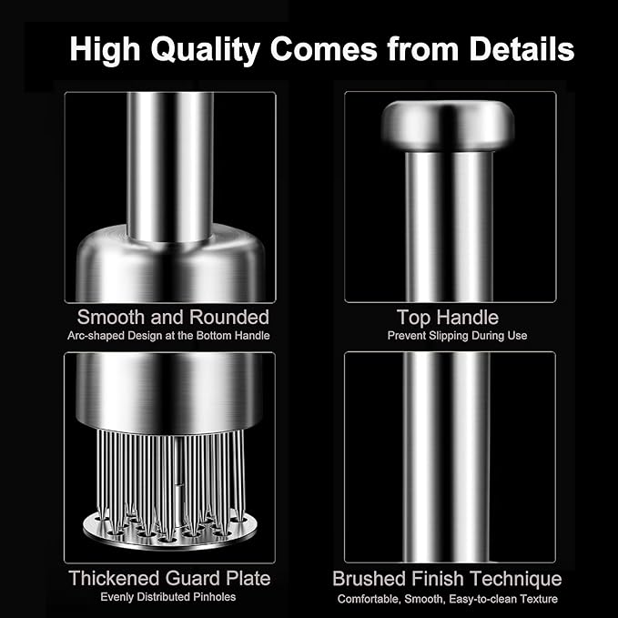 Stainless Steel Meat Tenderizer Tool, 21 Sharp Needles, Meat Piercing, Tenderizing Steak, Beef, Chicken, Pork, Barbecue, Marinating, Small Meat Grinder